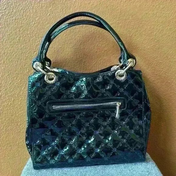 Rioni Italia Moda “The Lady” Quilted Signature Black Patent Leather Bag New! - Picture 11 of 16